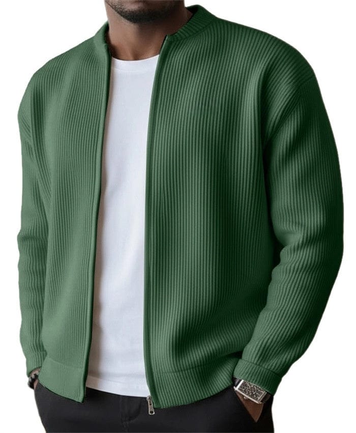 Men's Ribbed Zip Cardigan Jacket-Cardigan-Azzella London