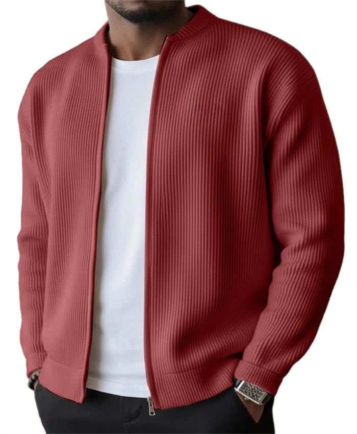 Men's Ribbed Zip Cardigan Jacket-Cardigan-Azzella London