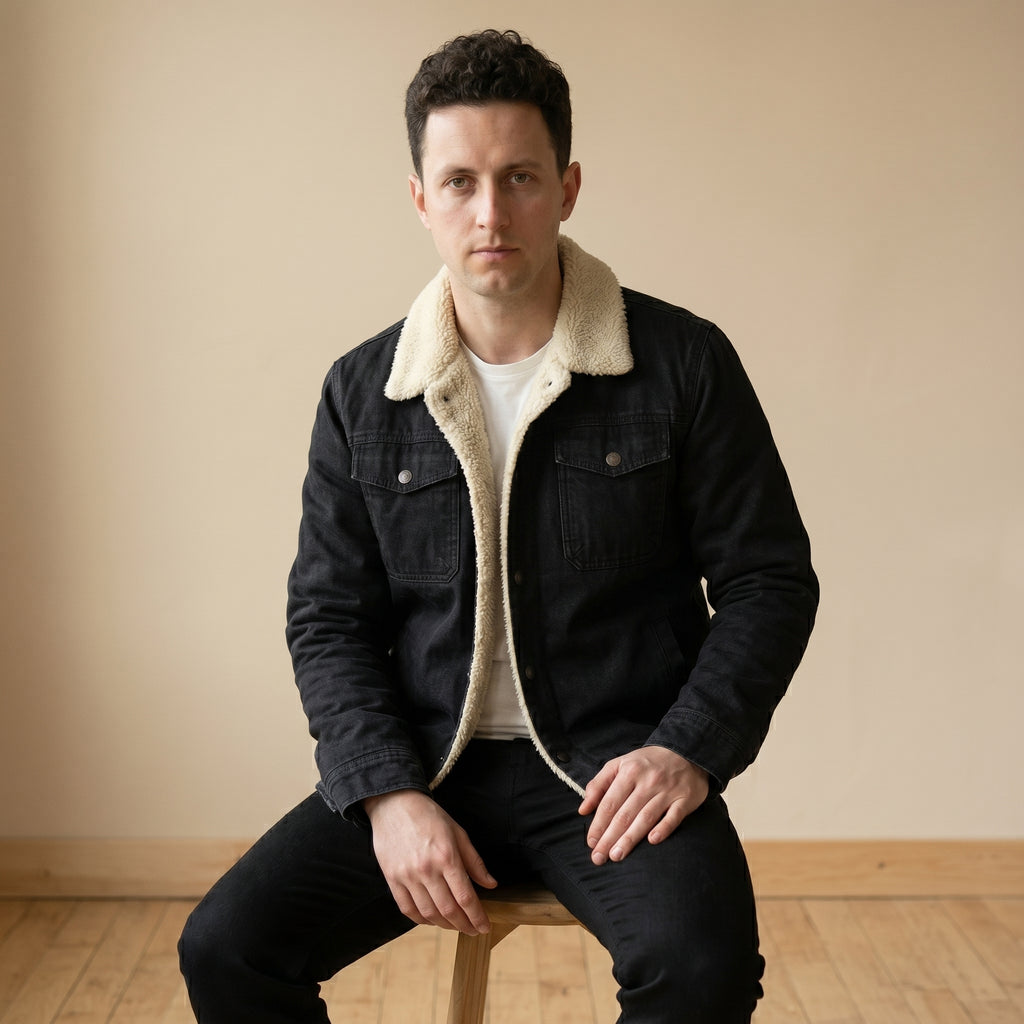 Men's Shearling-Lined Winter Jacket-Azzella London