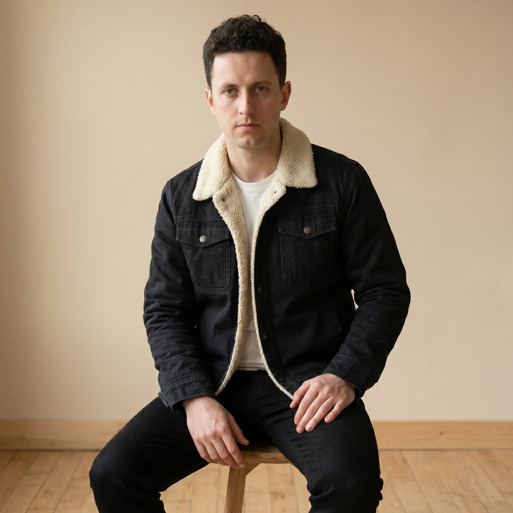 Men's Shearling-Lined Winter Jacket-Azzella London