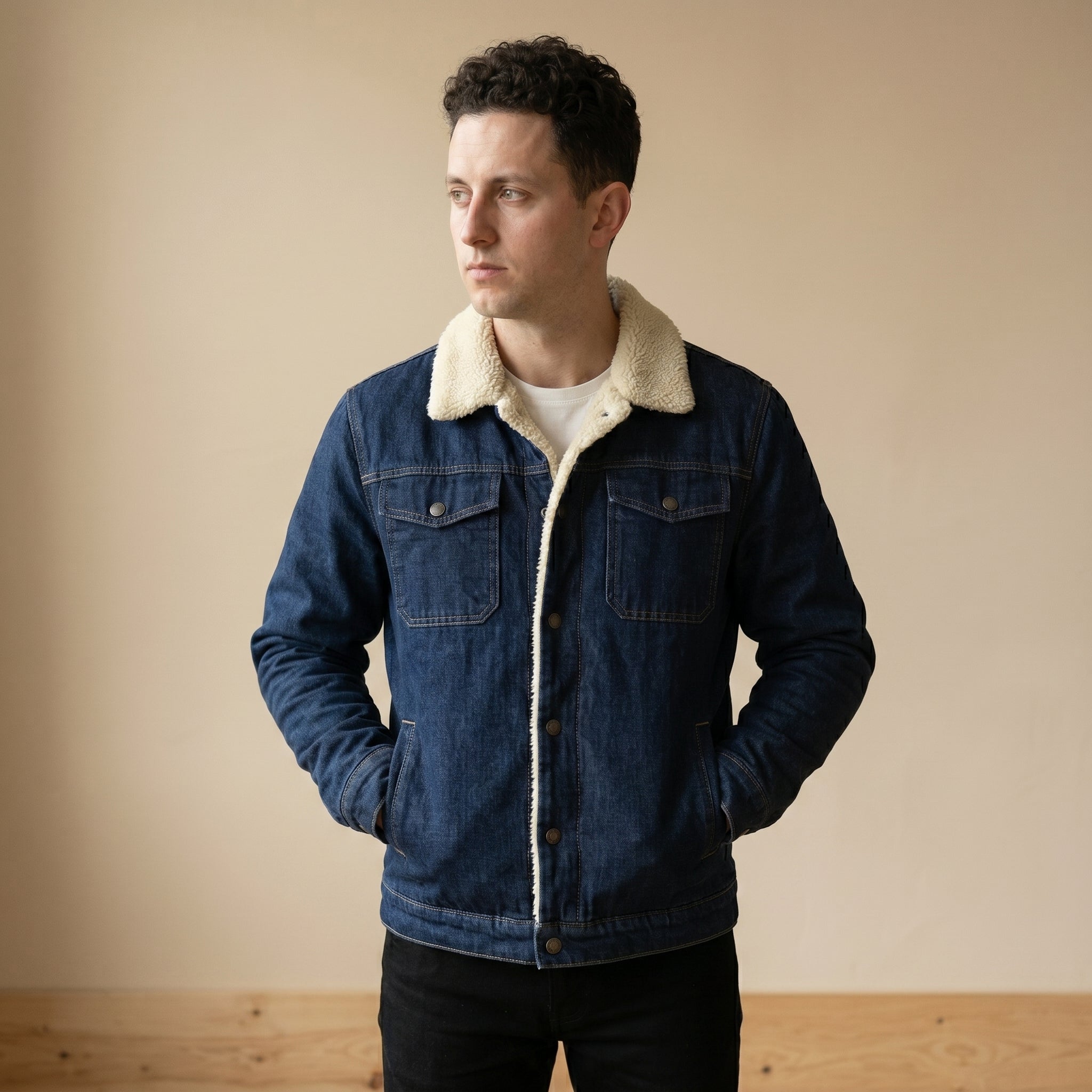 Men's Shearling-Lined Winter Jacket-Azzella London