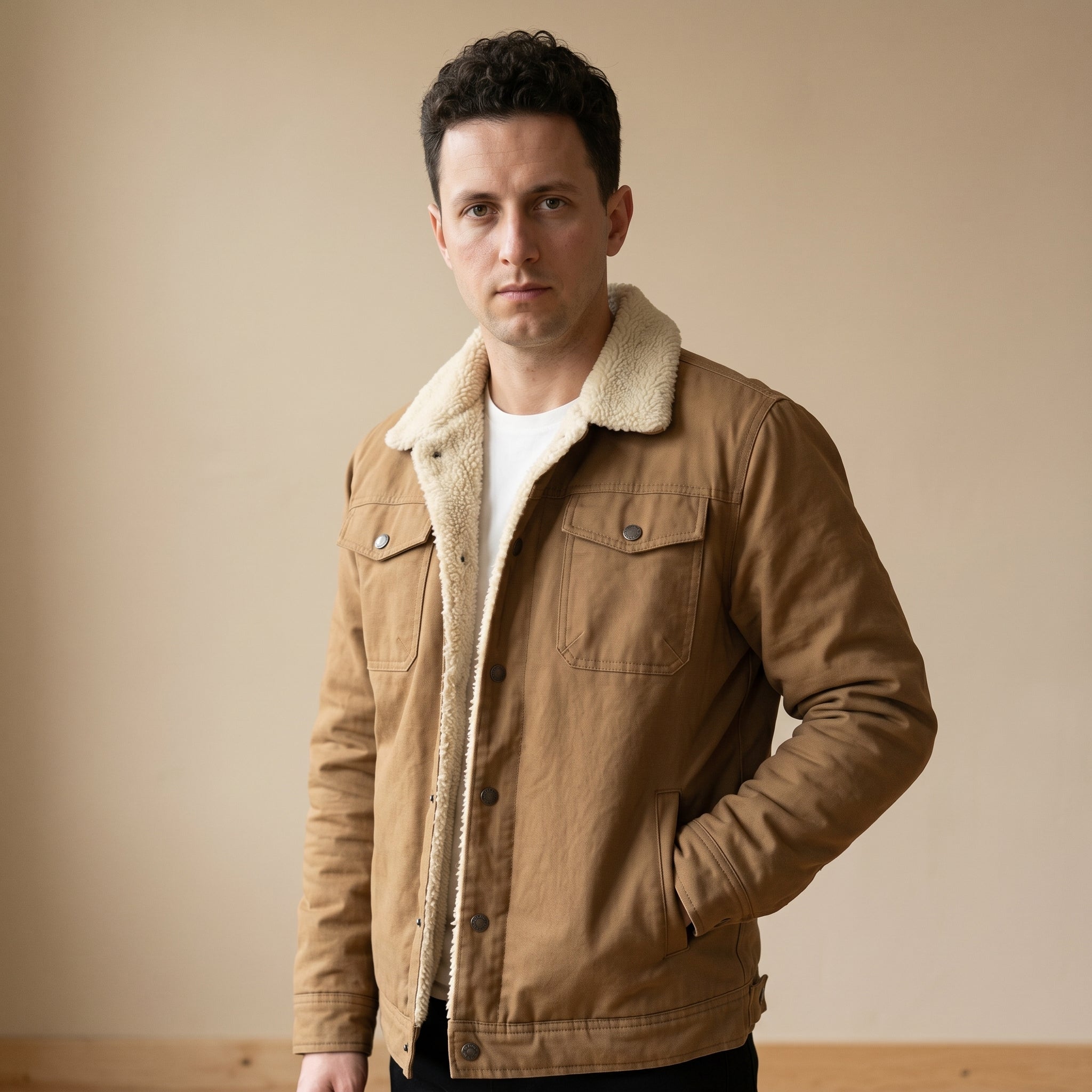 Men's Shearling-Lined Winter Jacket-Azzella London