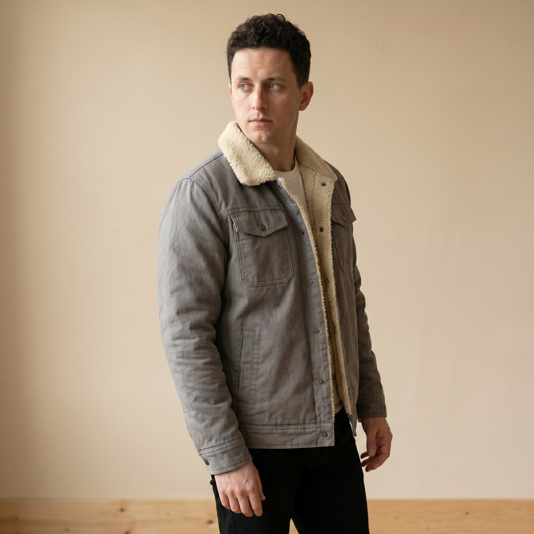 Men's Shearling-Lined Winter Jacket-Azzella London