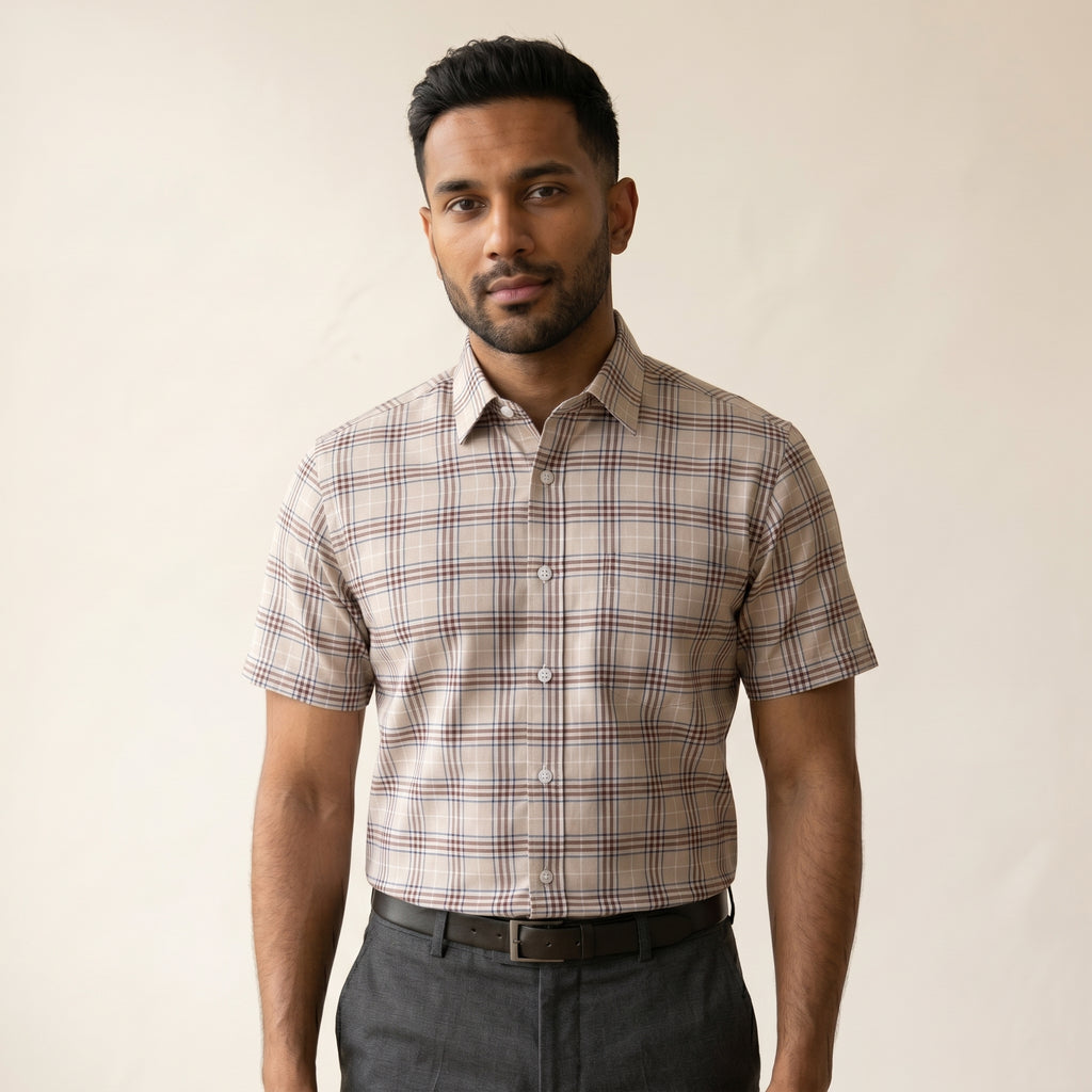 Men's Short-Sleeve Cotton Shirt-Azzella London
