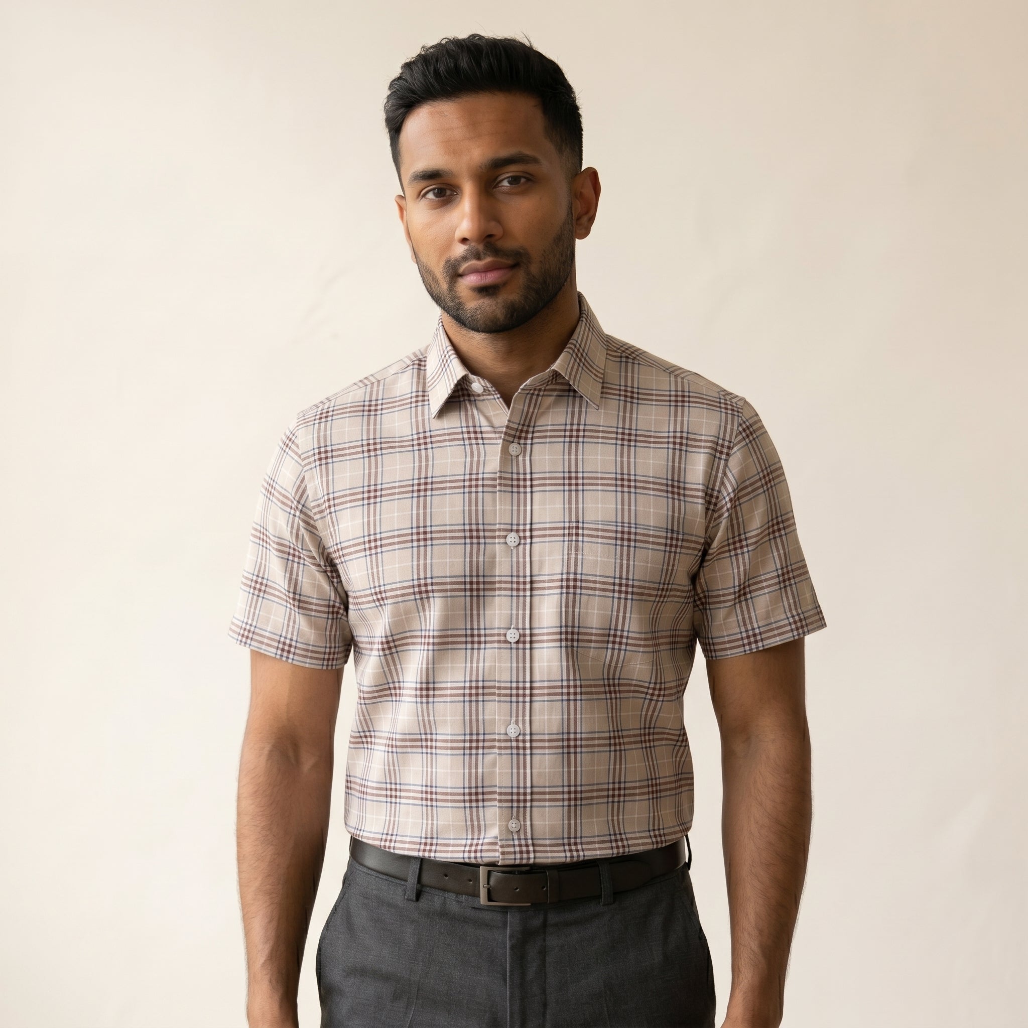 Men's Short-Sleeve Cotton Shirt-Azzella London