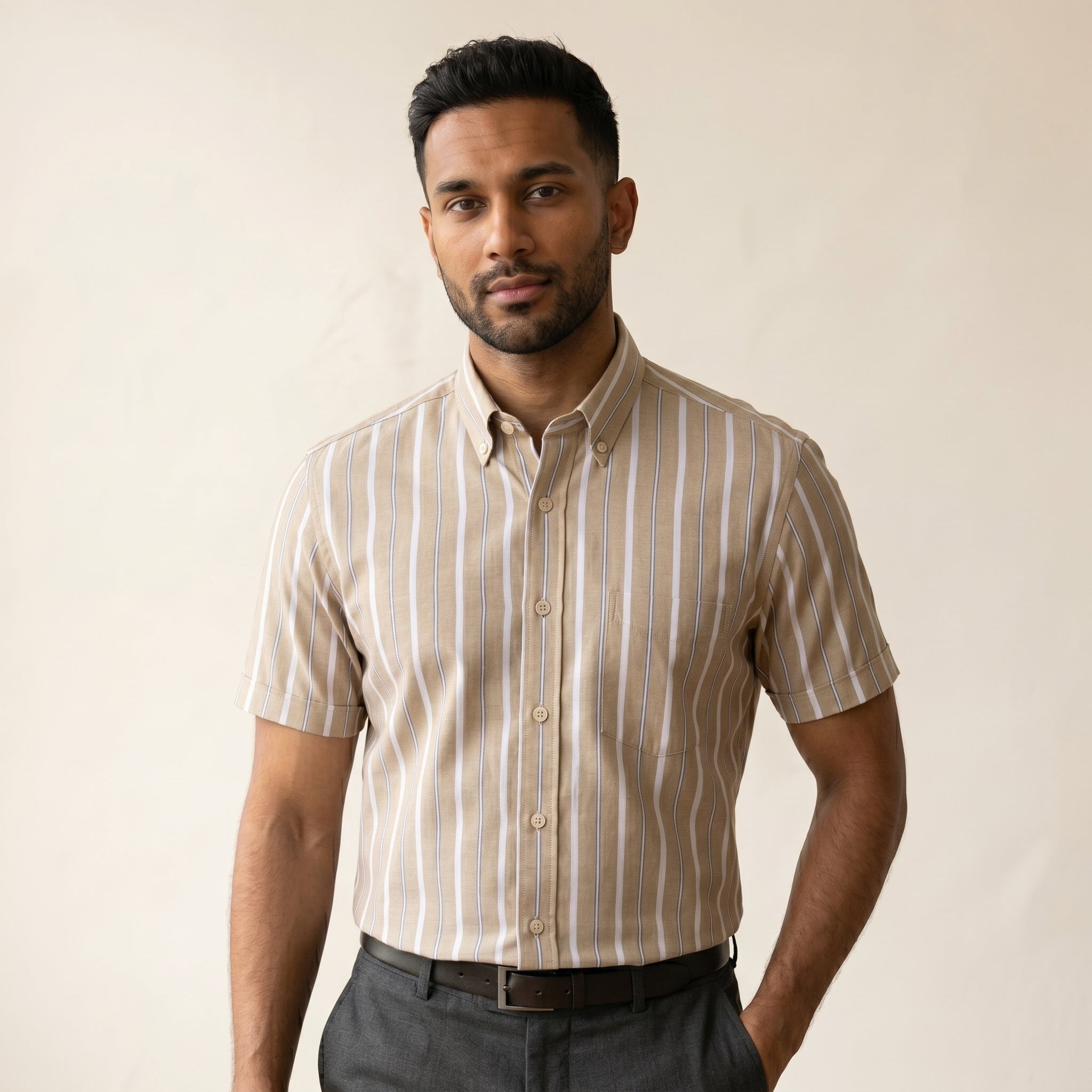 Men's Short-Sleeve Cotton Shirt-Azzella London