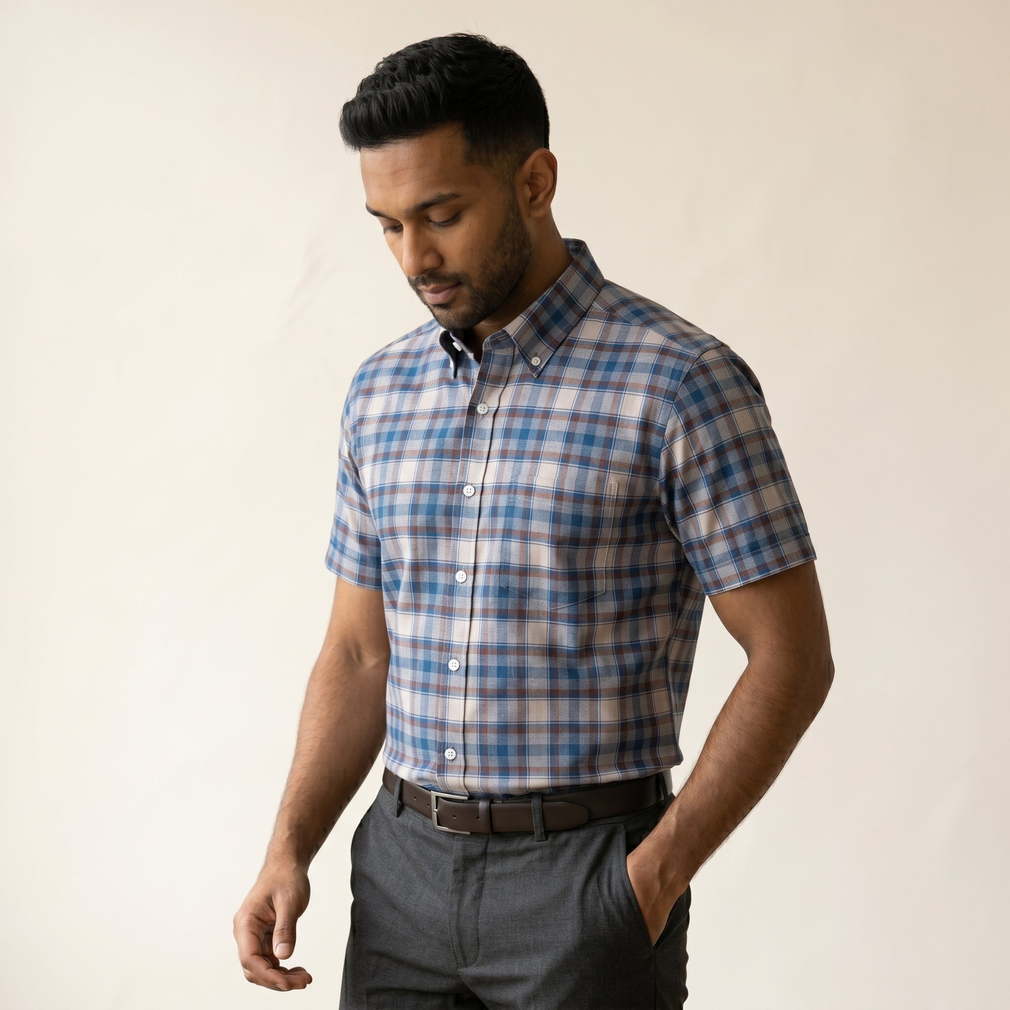 Men's Short-Sleeve Cotton Shirt-Azzella London