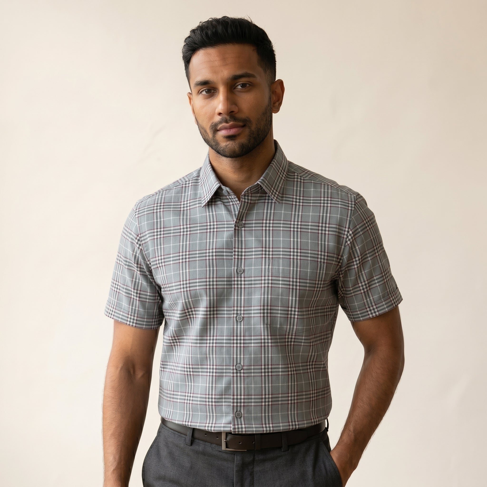 Men's Short-Sleeve Cotton Shirt-Azzella London