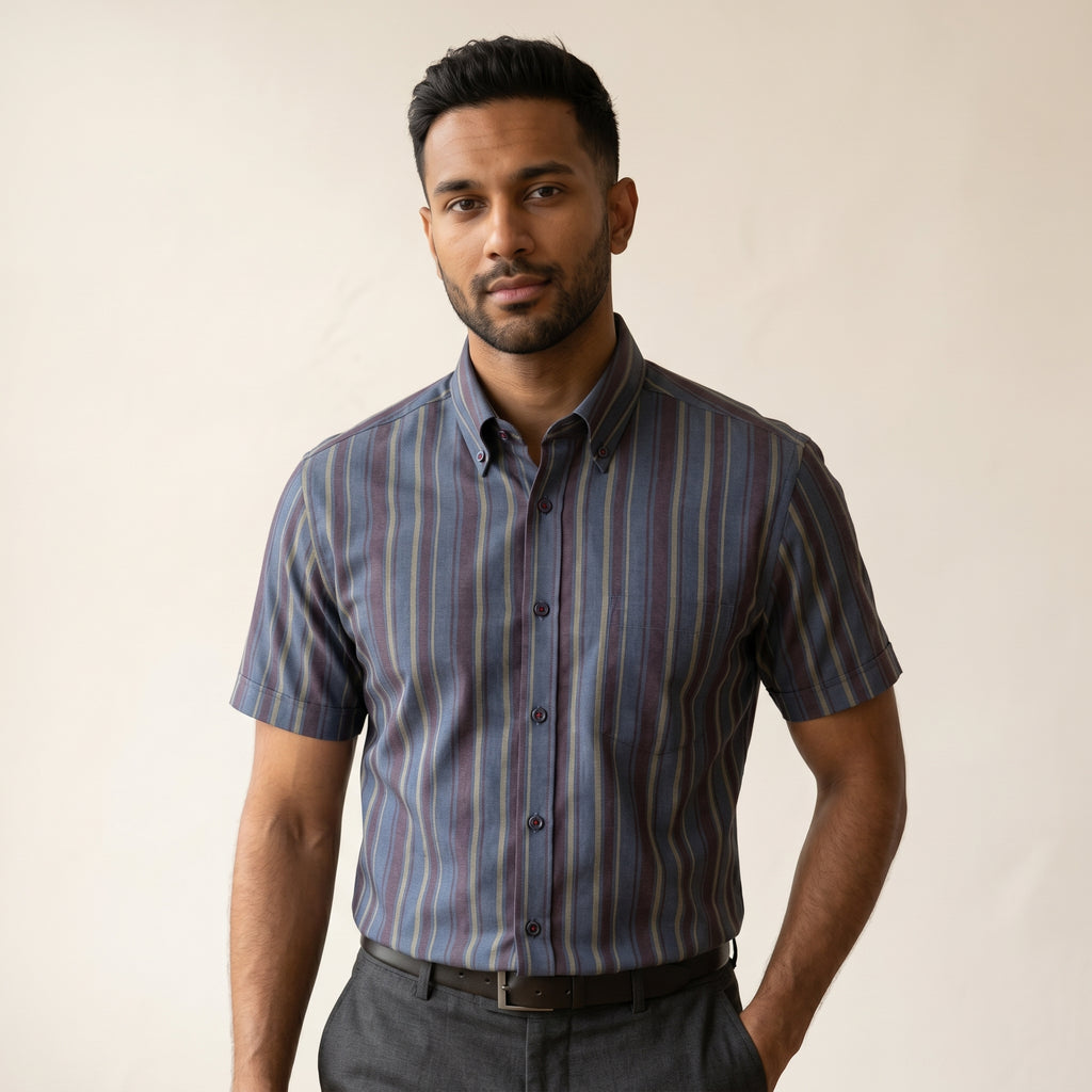 Men's Short-Sleeve Cotton Shirt-Azzella London