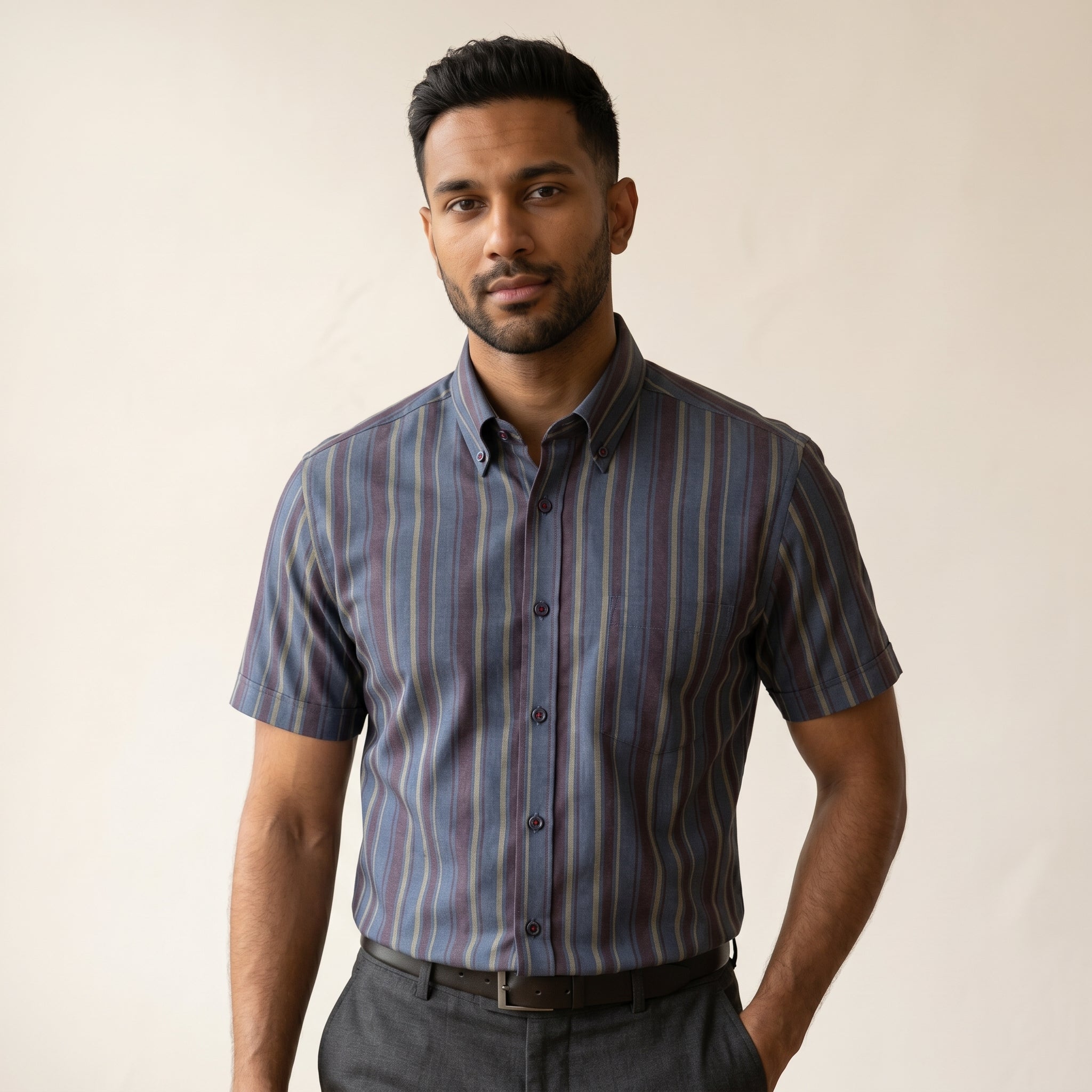 Men's Short-Sleeve Cotton Shirt-Azzella London