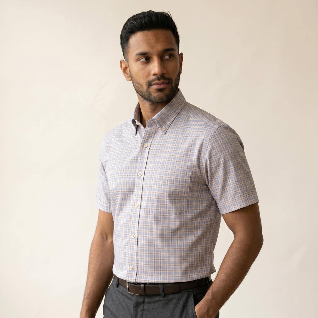 Men's Short-Sleeve Cotton Shirt-Azzella London