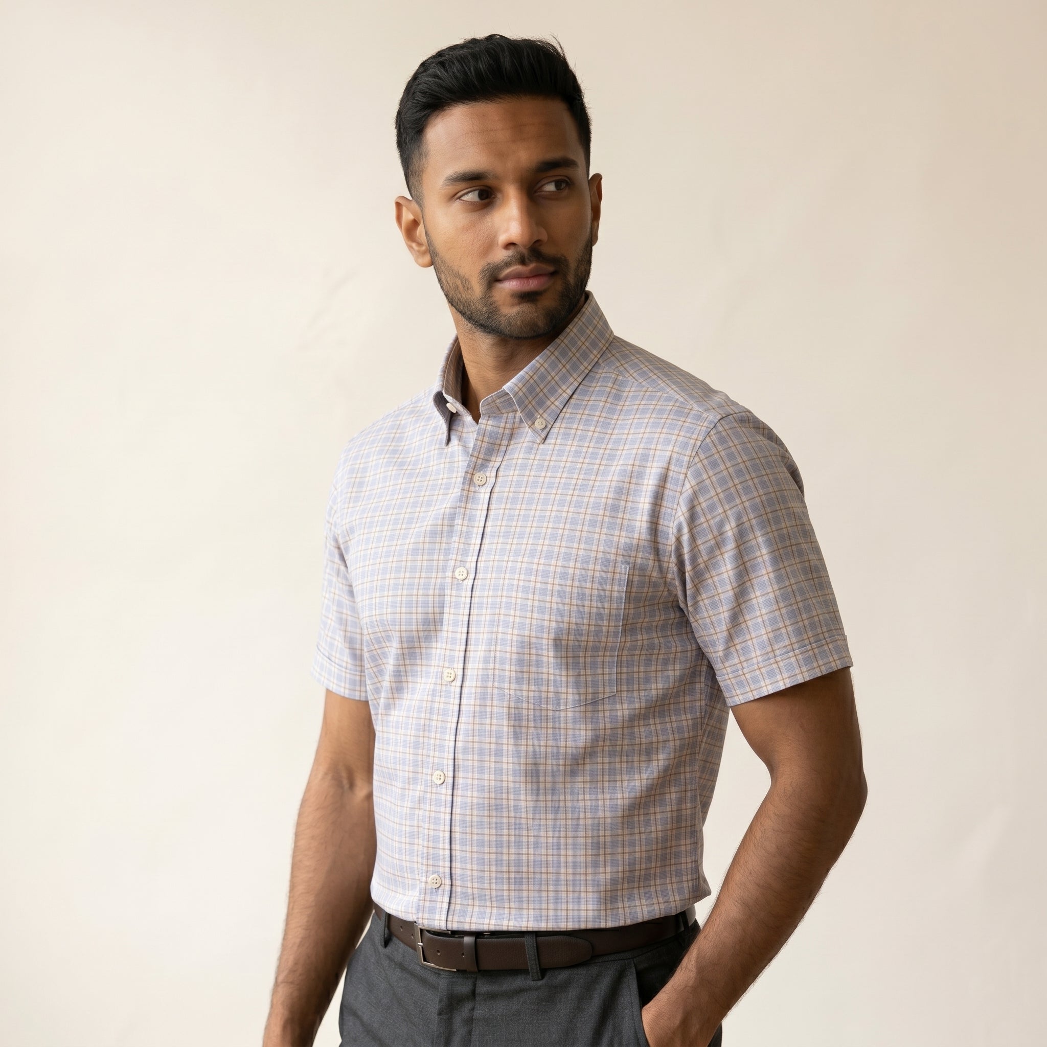 Men's Short-Sleeve Cotton Shirt-Azzella London