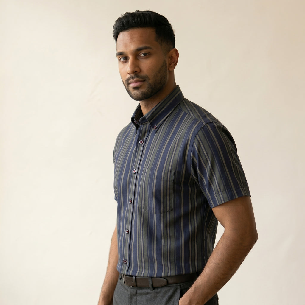 Men's Short-Sleeve Cotton Shirt-Azzella London