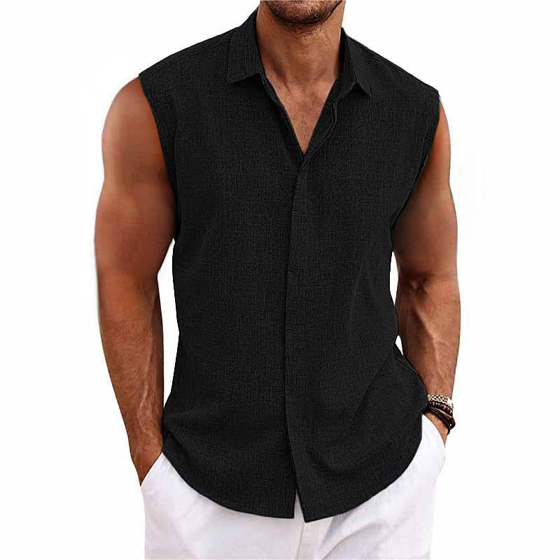 Men's Sleeveless Linen Shirt-Shirt-Azzella London