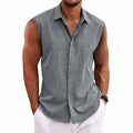 Men's Sleeveless Linen Shirt-Shirt-Azzella London