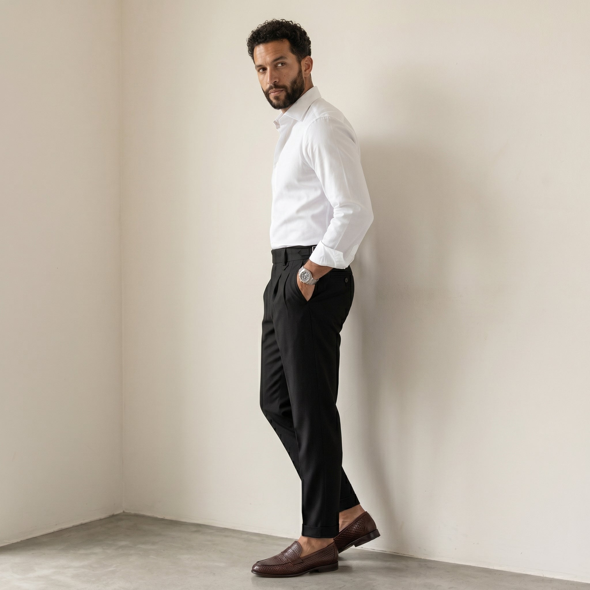 Men's Slim-Fit Classic Trousers-Azzella London
