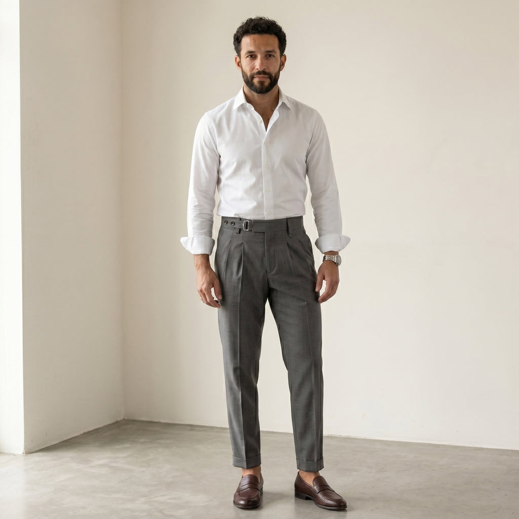 Men's Slim-Fit Classic Trousers-Azzella London