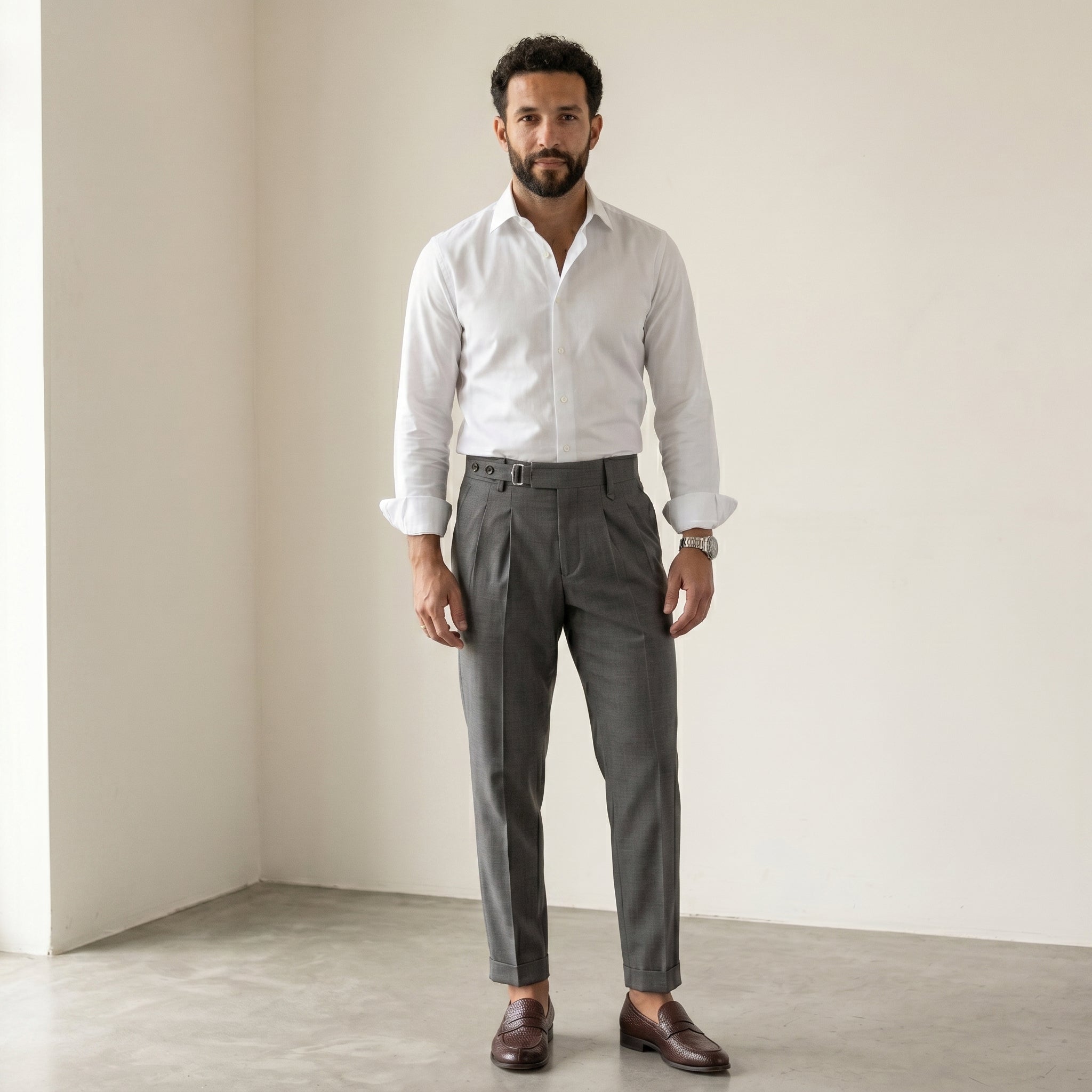 Men's Slim-Fit Classic Trousers-Azzella London