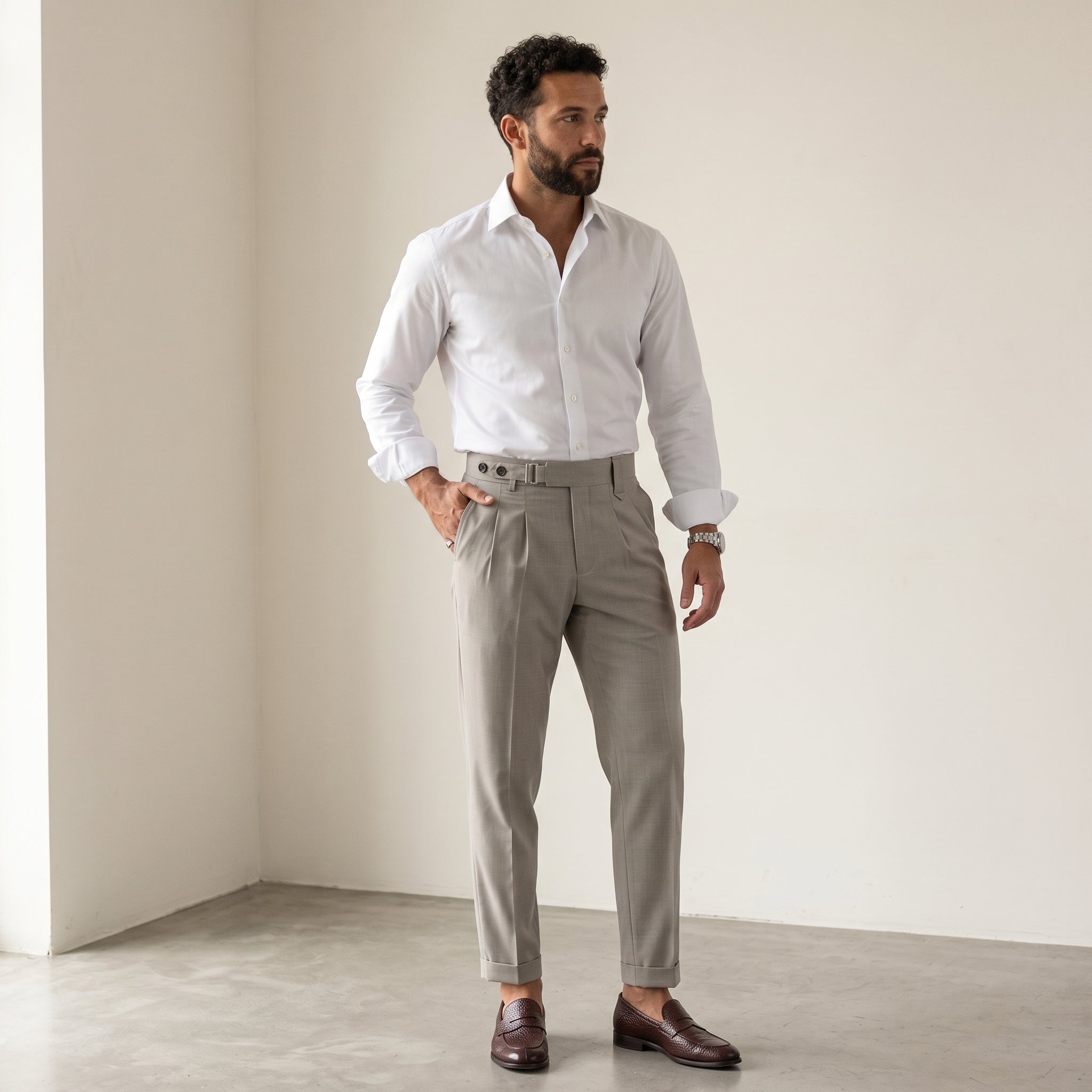 Men's Slim-Fit Classic Trousers-Azzella London