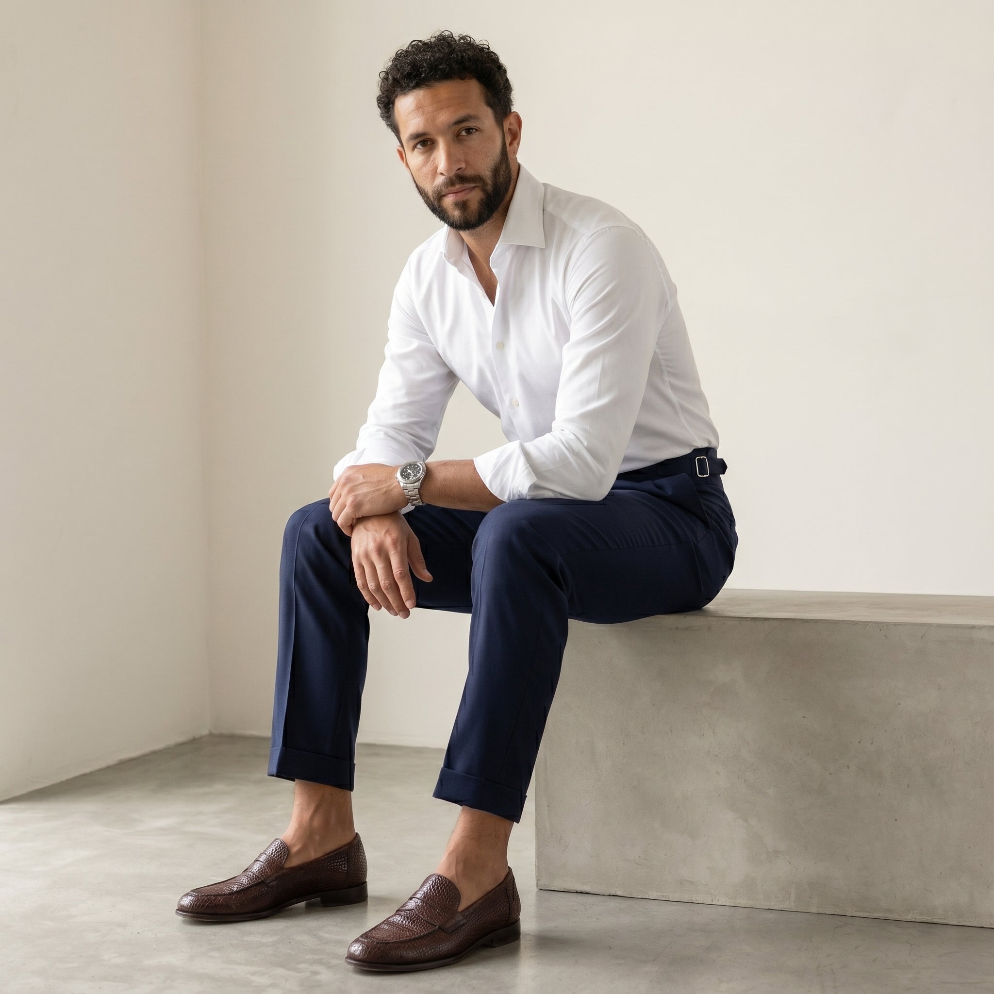 Men's Slim-Fit Classic Trousers-Azzella London