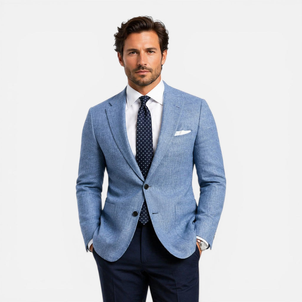 Men’s Slim Fit Linen Smart Casual Summer Blazer-Azzella London