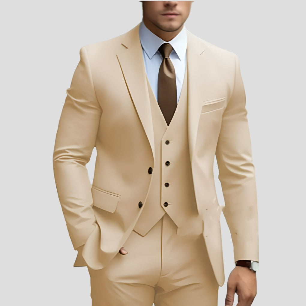 Men's Slim Fit Three Piece Suit-Azzella London