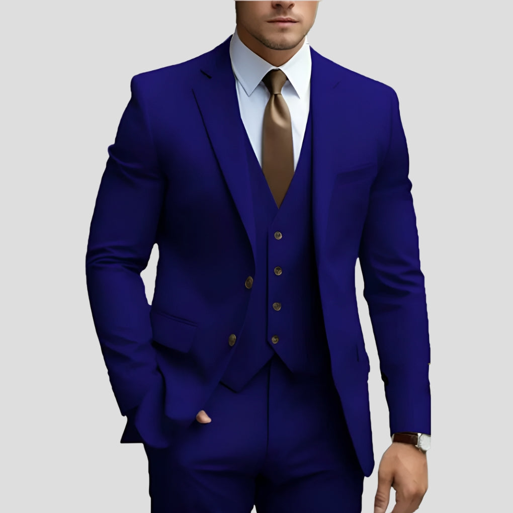 Men's Slim Fit Three Piece Suit-Azzella London