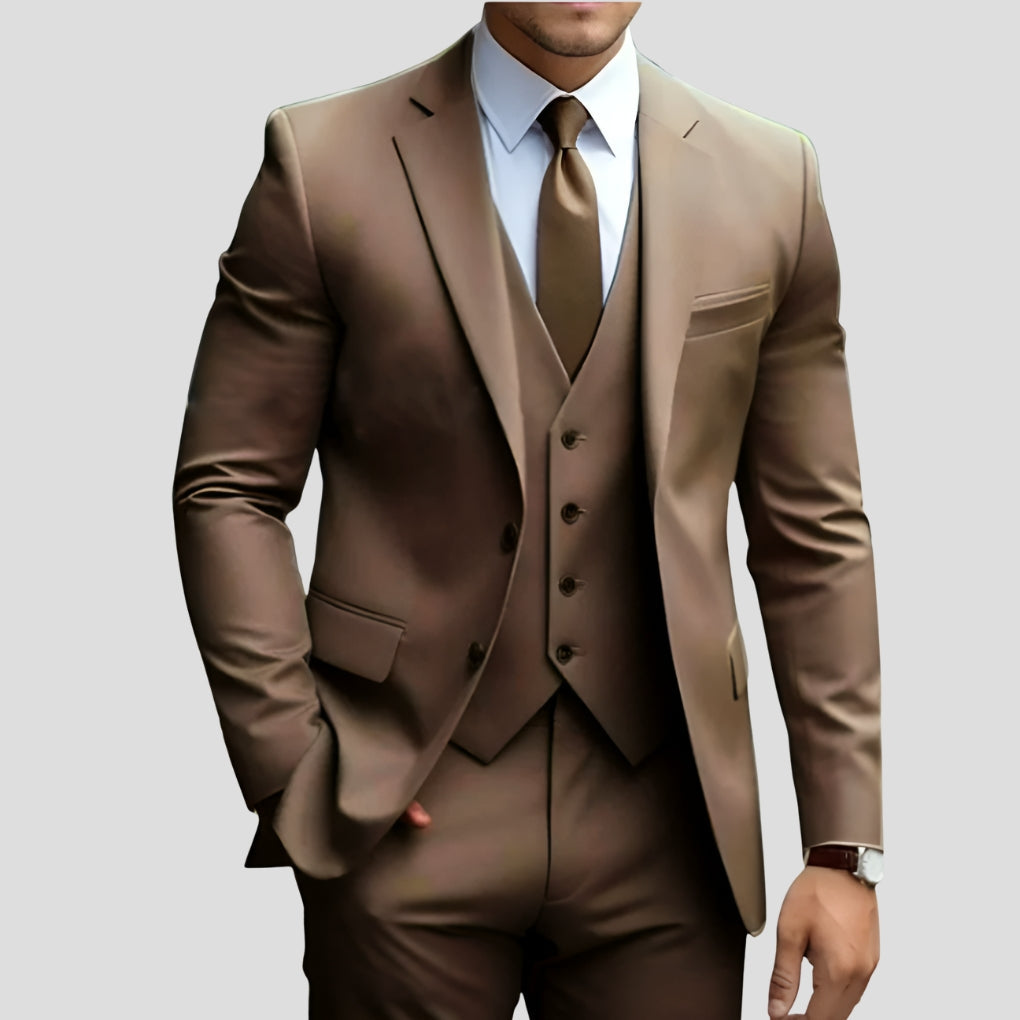 Men's Slim Fit Three Piece Suit-Azzella London
