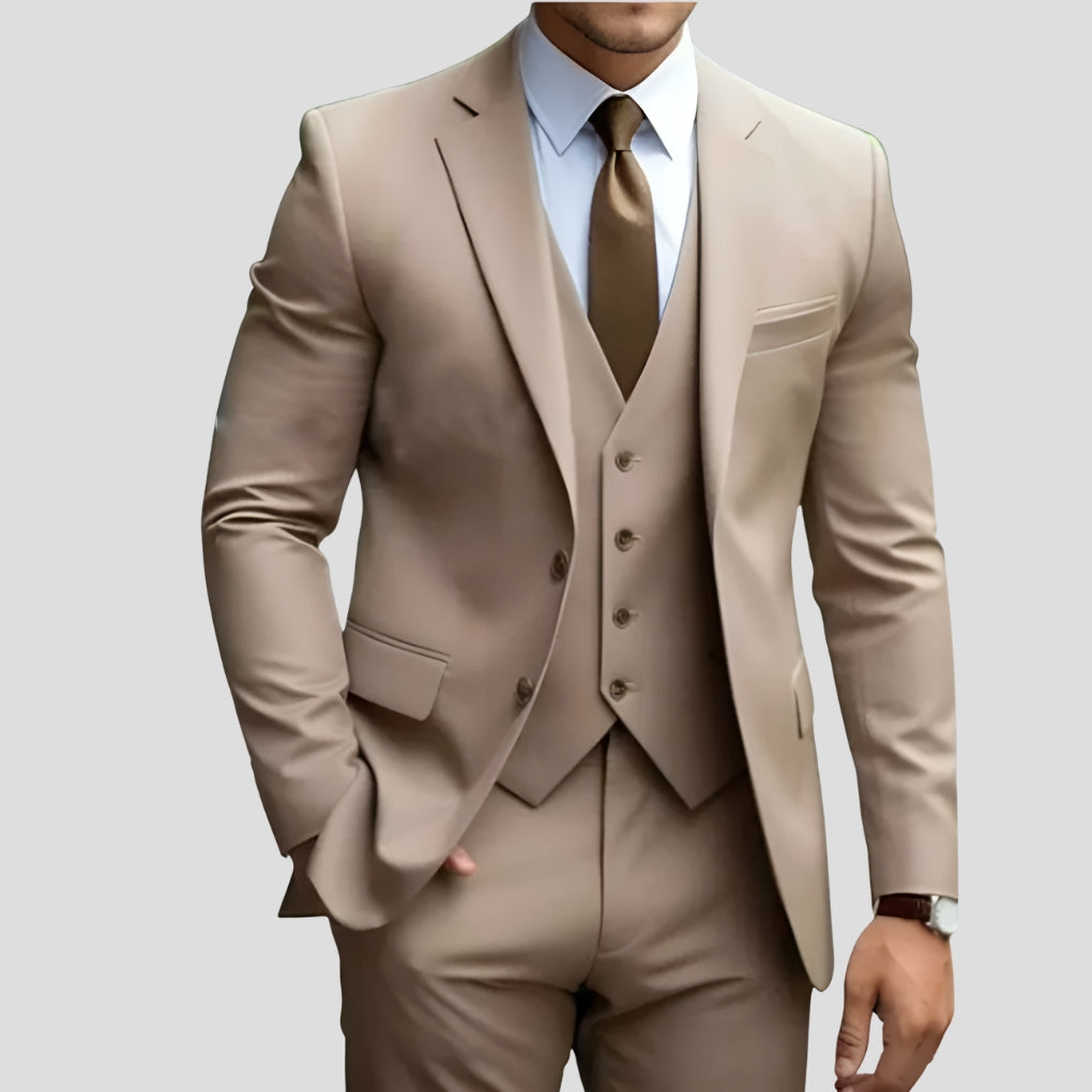 Men's Slim Fit Three Piece Suit-Azzella London