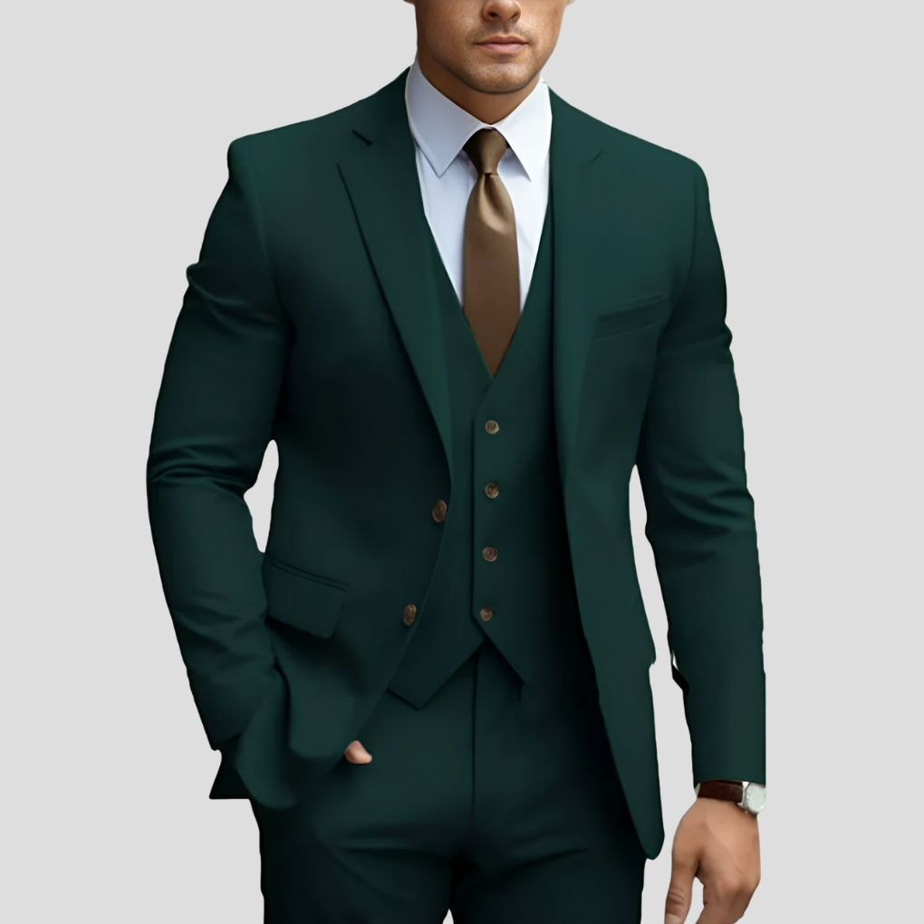 Men's Slim Fit Three Piece Suit-Azzella London