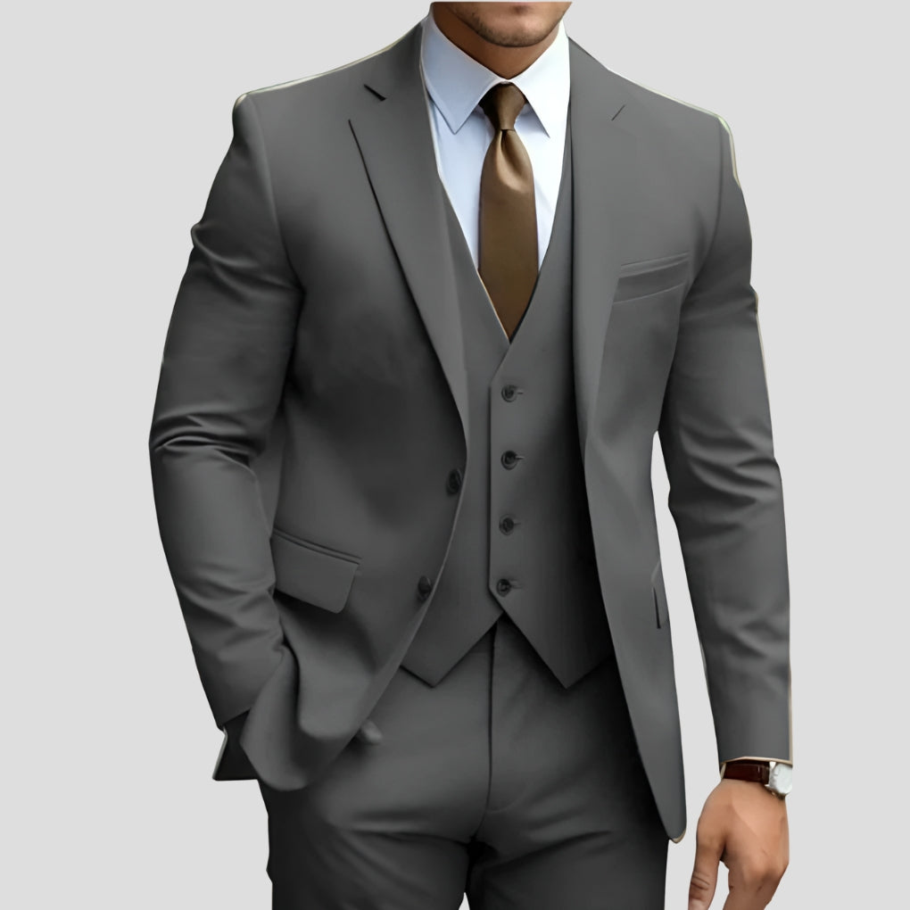 Men's Slim Fit Three Piece Suit-Azzella London