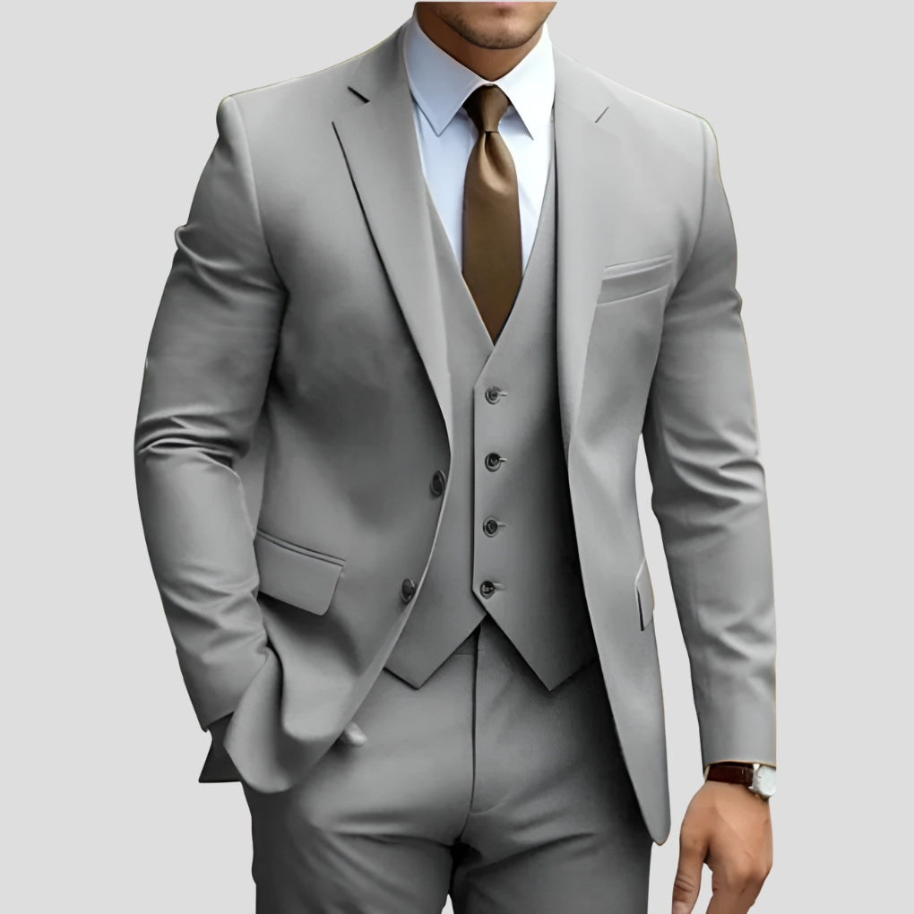 Men's Slim Fit Three Piece Suit-Azzella London
