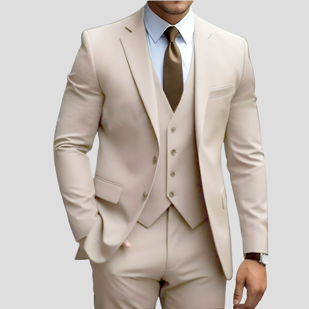 Men's Slim Fit Three Piece Suit-Azzella London