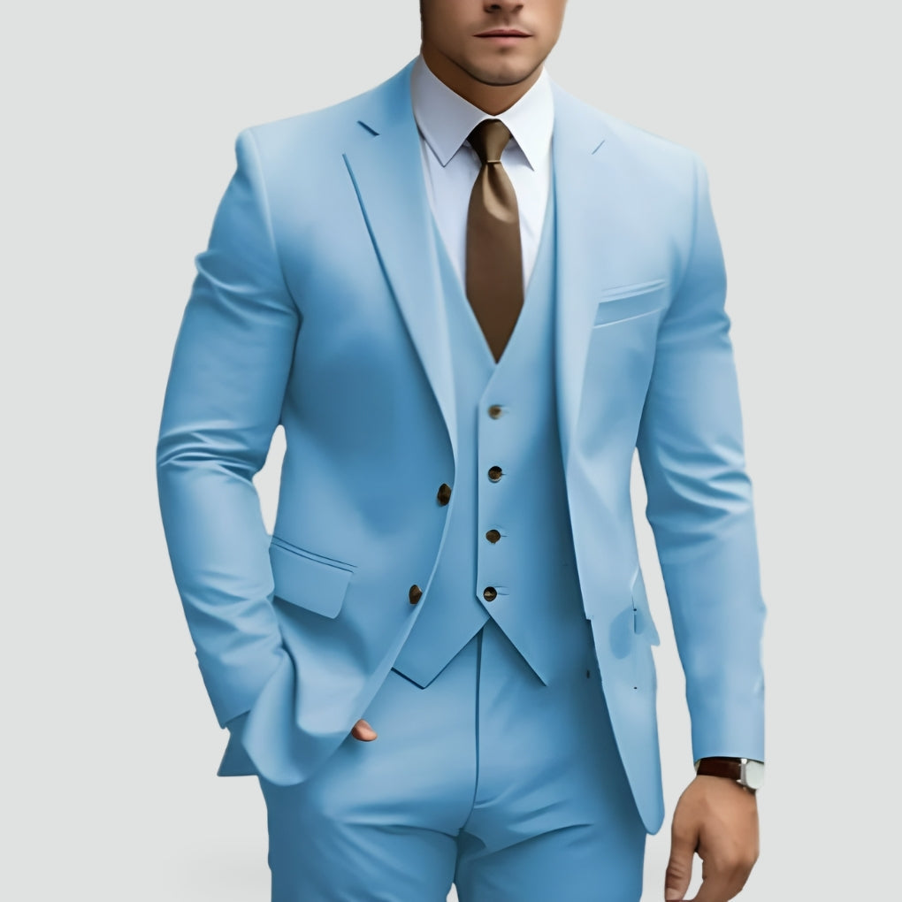Men's Slim Fit Three Piece Suit-Azzella London