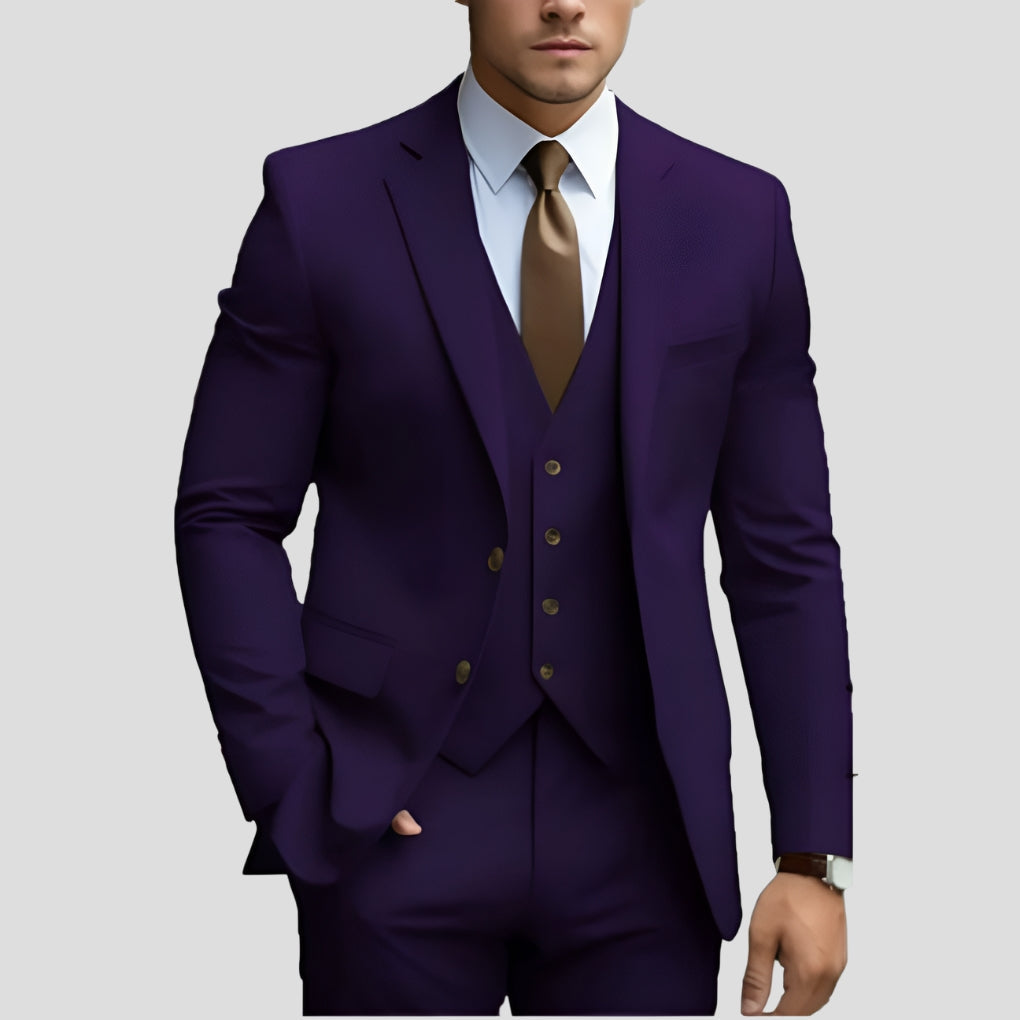 Men's Slim Fit Three Piece Suit-Azzella London