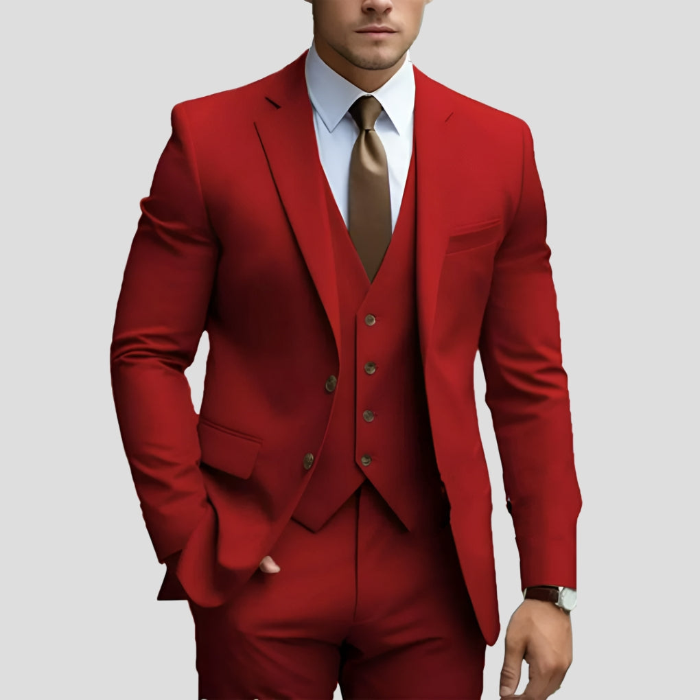 Men's Slim Fit Three Piece Suit-Azzella London