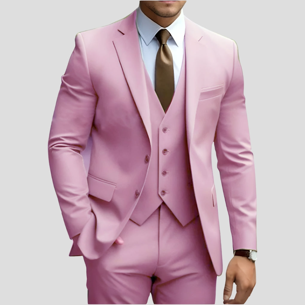 Men's Slim Fit Three Piece Suit-Azzella London