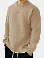 Men's Solid Knit Crewneck Sweater-Sweater-Azzella London