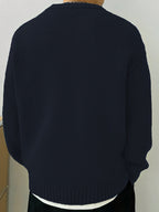 Men's Solid Knit Crewneck Sweater-Sweater-Azzella London