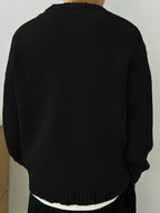 Men's Solid Knit Crewneck Sweater-Sweater-Azzella London