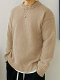 Men's Solid Knit Crewneck Sweater-Sweater-Azzella London