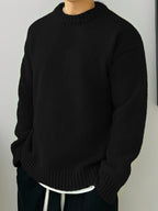 Men's Solid Knit Crewneck Sweater-Sweater-Azzella London