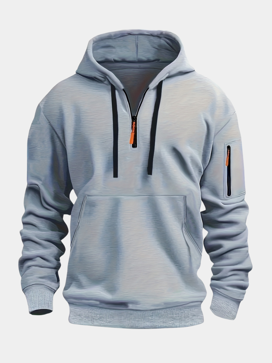 Men's Solid Zip Hoodie-Hoodie-Azzella London