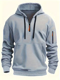 Men's Solid Zip Hoodie-Hoodie-Azzella London