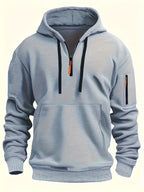 Men's Solid Zip Hoodie-Hoodie-Azzella London