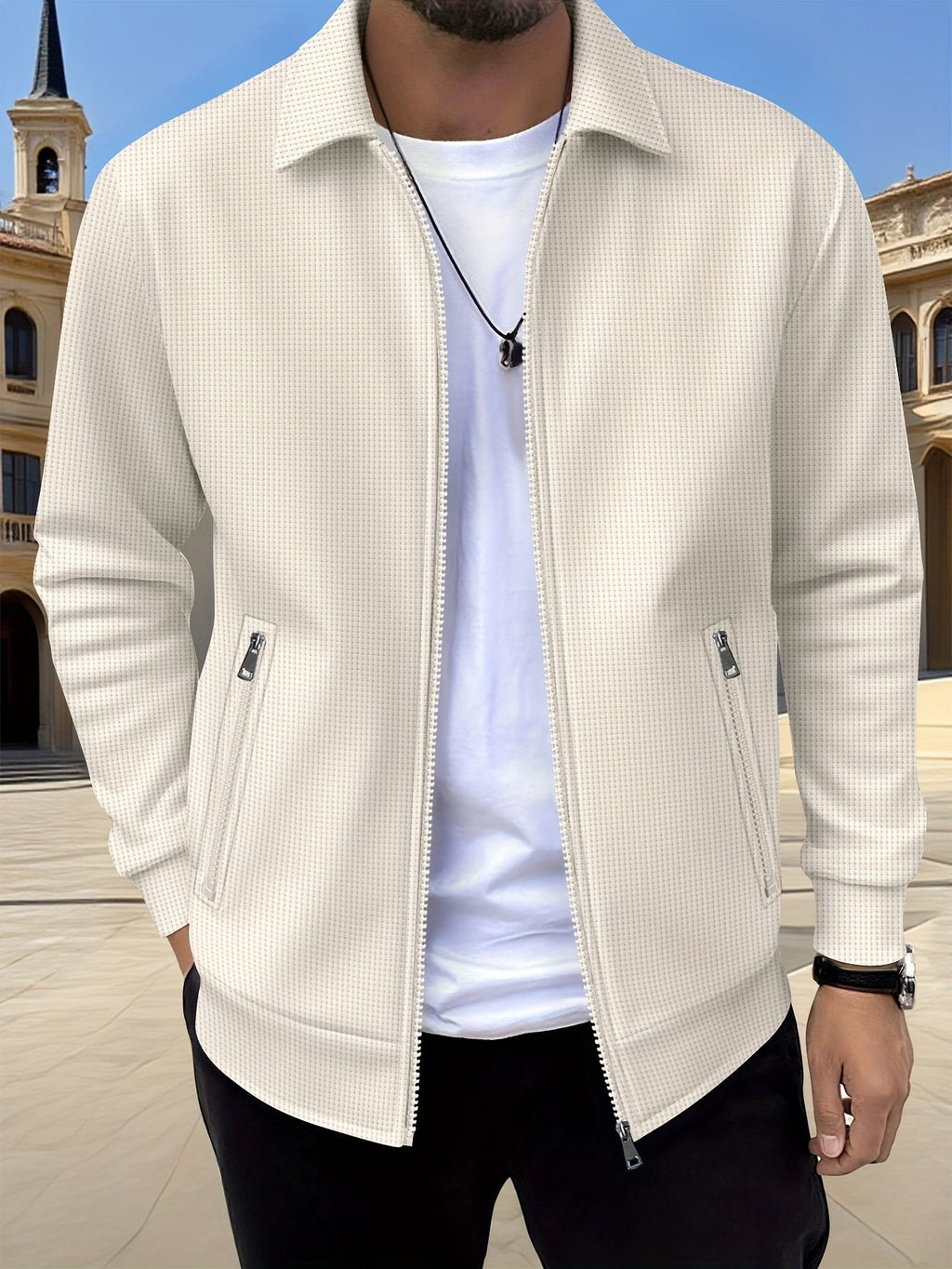 Men's Sports Lapel Zip Jacket-Jacket-Azzella London