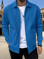Men's Sports Lapel Zip Jacket-Jacket-Azzella London