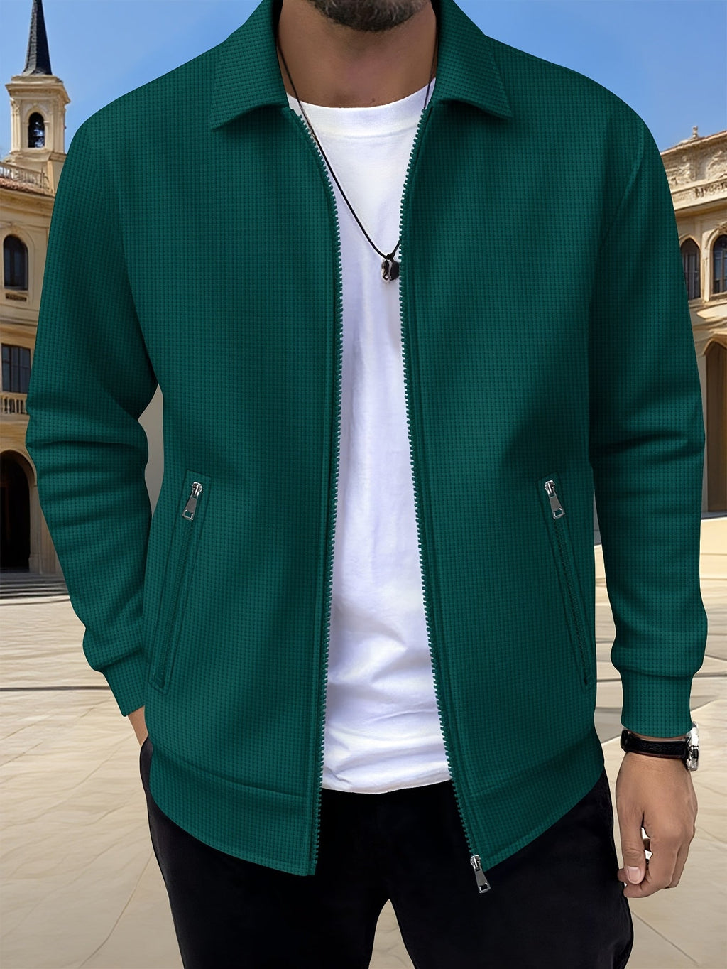 Men's Sports Lapel Zip Jacket-Jacket-Azzella London