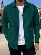 Men's Sports Lapel Zip Jacket-Jacket-Azzella London