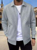 Men's Sports Lapel Zip Jacket-Jacket-Azzella London